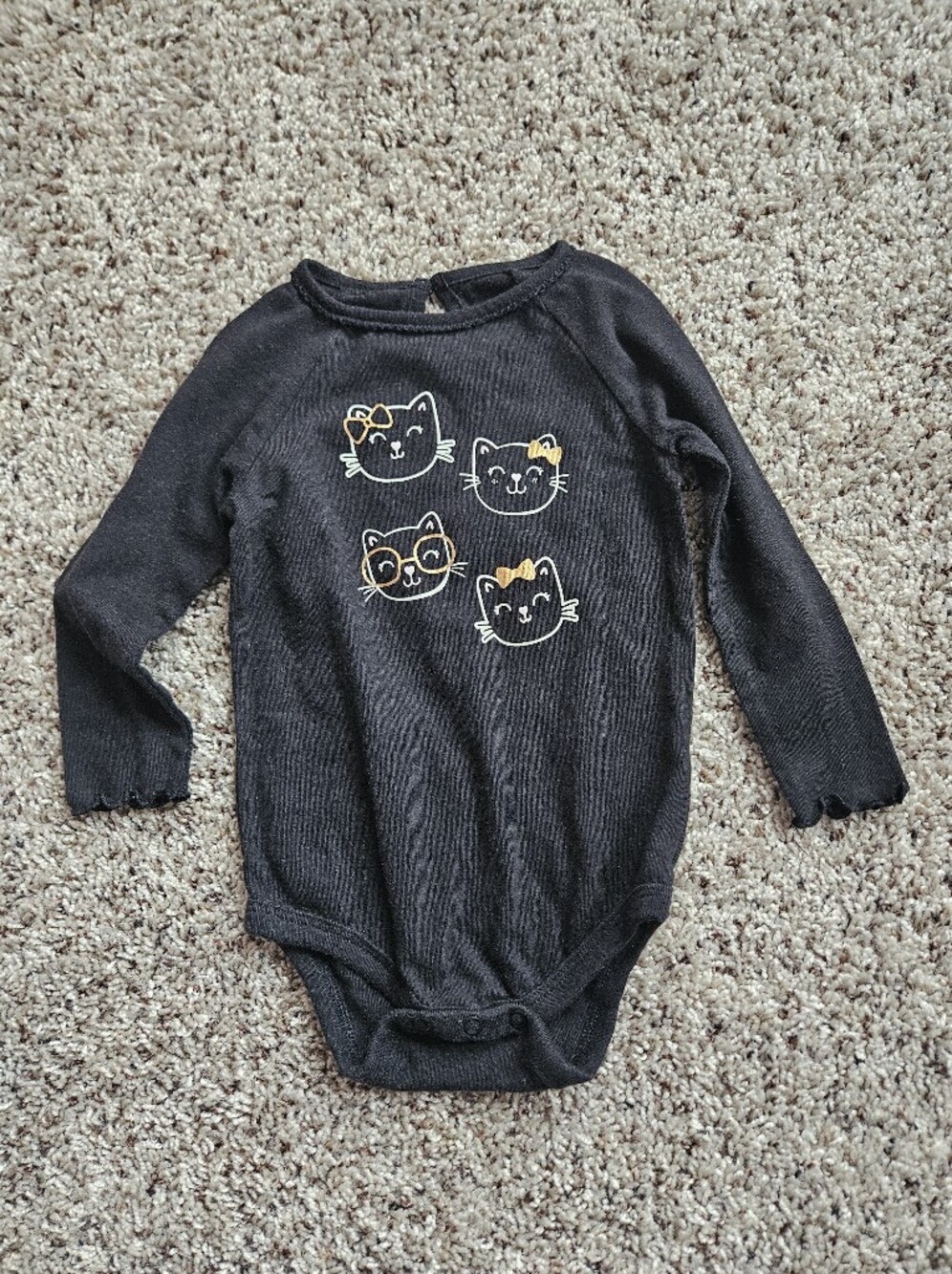 Black Onesie with Cute Cat Faces